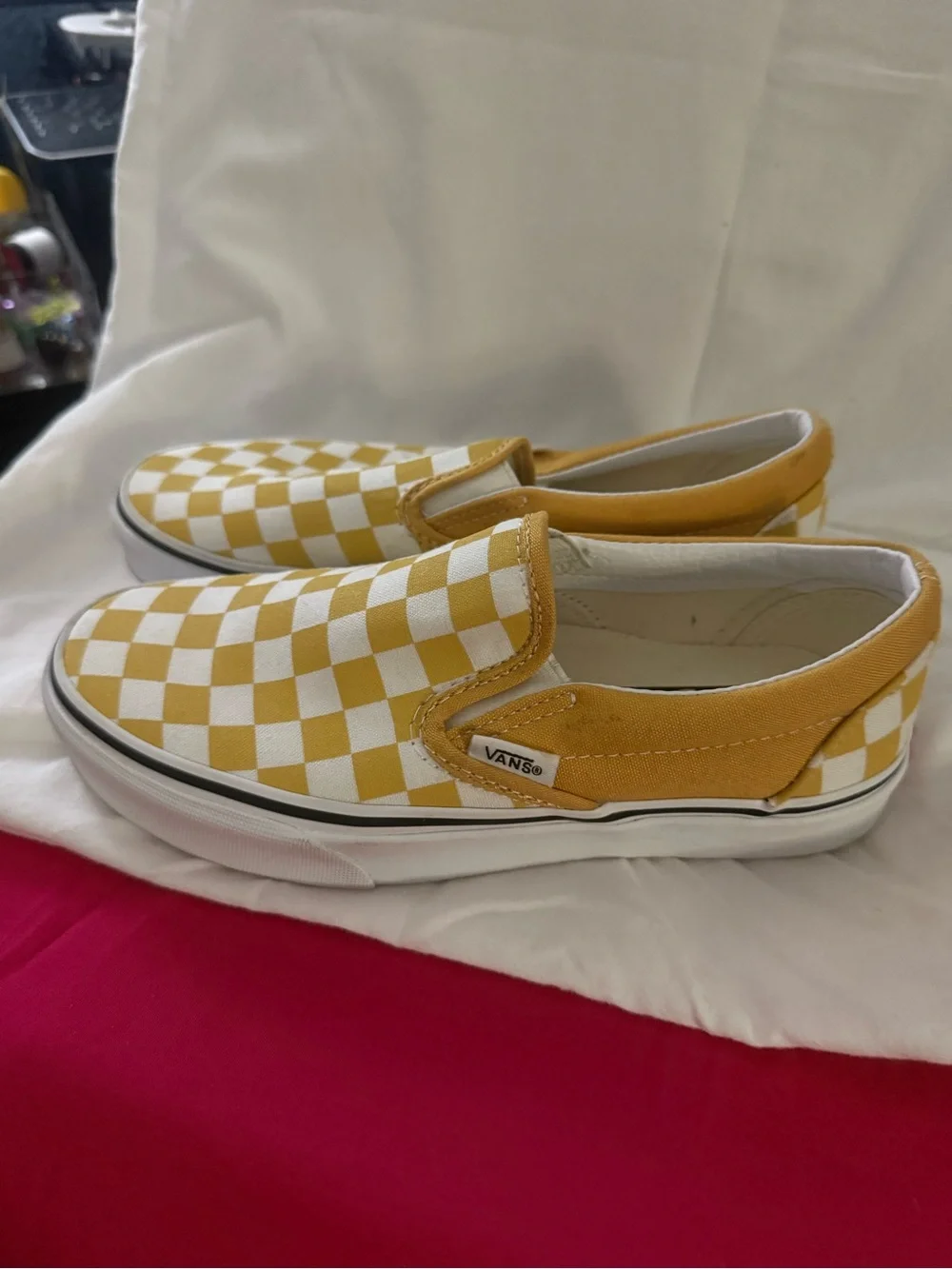 Women’s Vans Classic Checkerboard Slip-On Sneakers - Yellow & White